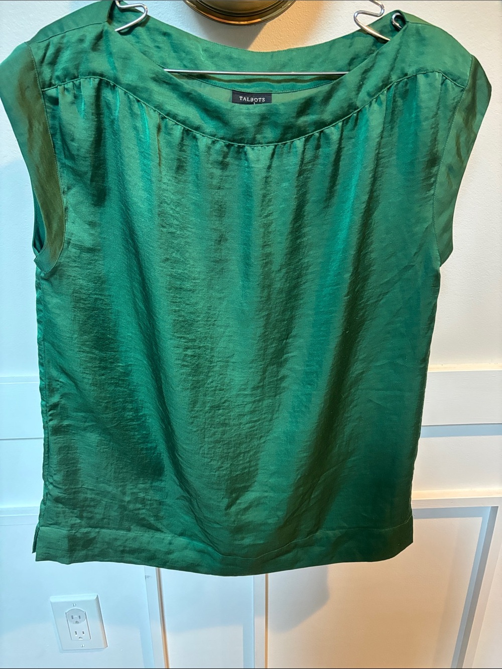 green satin or crinkle woven top skirt small